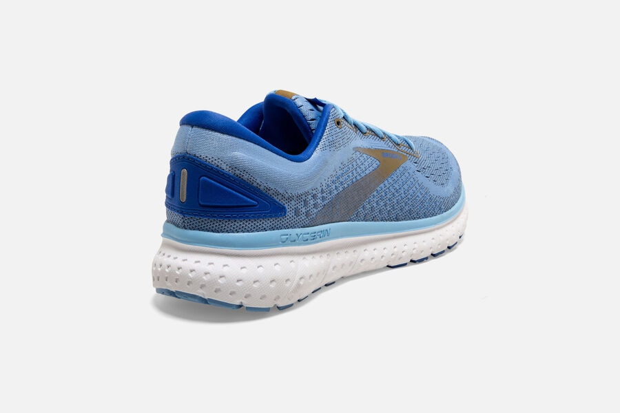 Glycerin 18 Road Brooks Running Shoes NZ Womens - Blue/Gold - FOYRCX-341